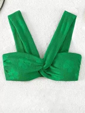 SHEIN Bright Green Twist-Front Bikini Top & bottom